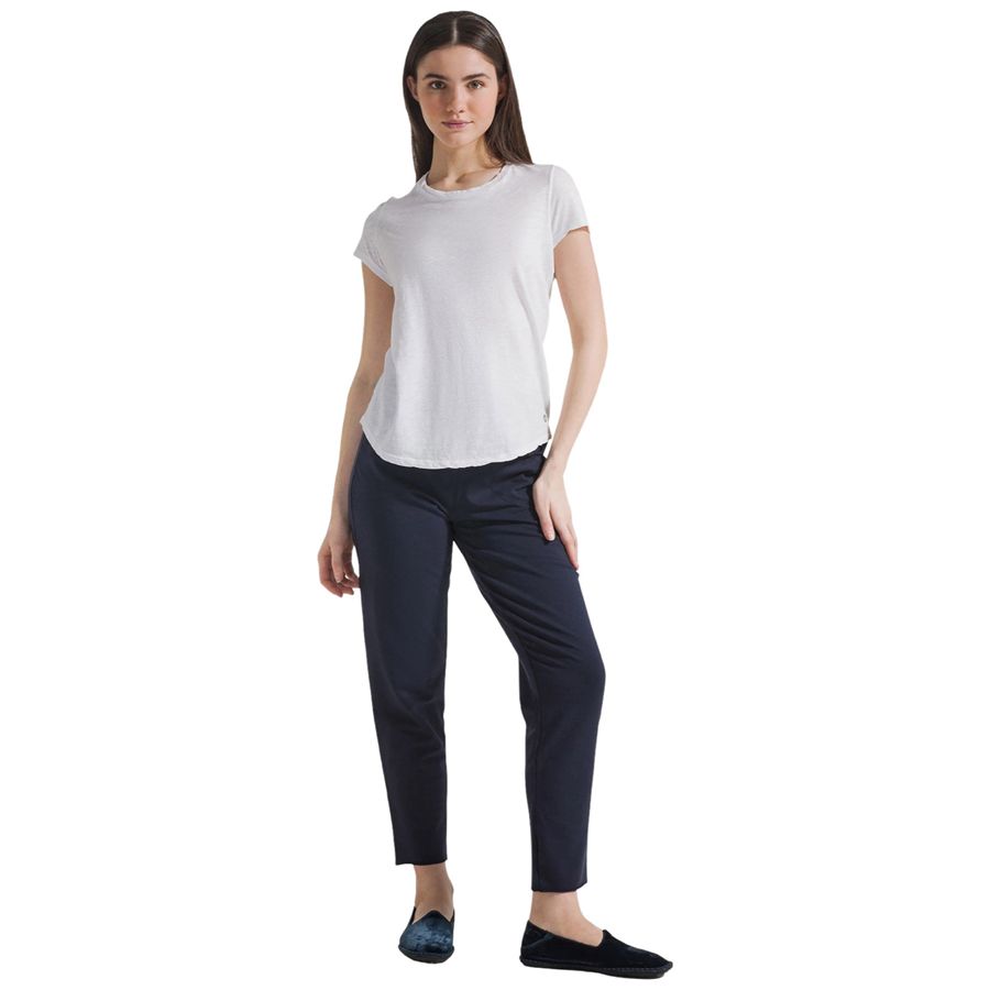 T-shirt a maniche corte in cotone flammè bianco da donna Deha | D4251310001
